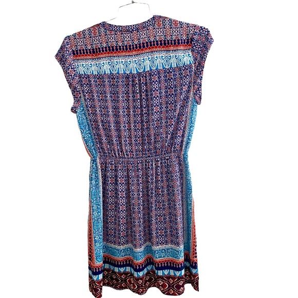 Nordstrom DR2 Boho Cap Sleeve Mixed Print Dress Size Medium - Picture 5 of 7
